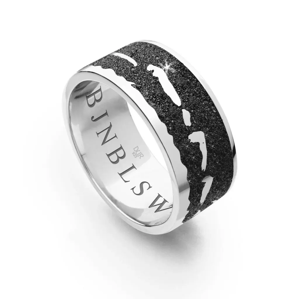 DUR Schmuck Ring NORDSEE Lavasand Silber 925/- rhodiniert (R4904)