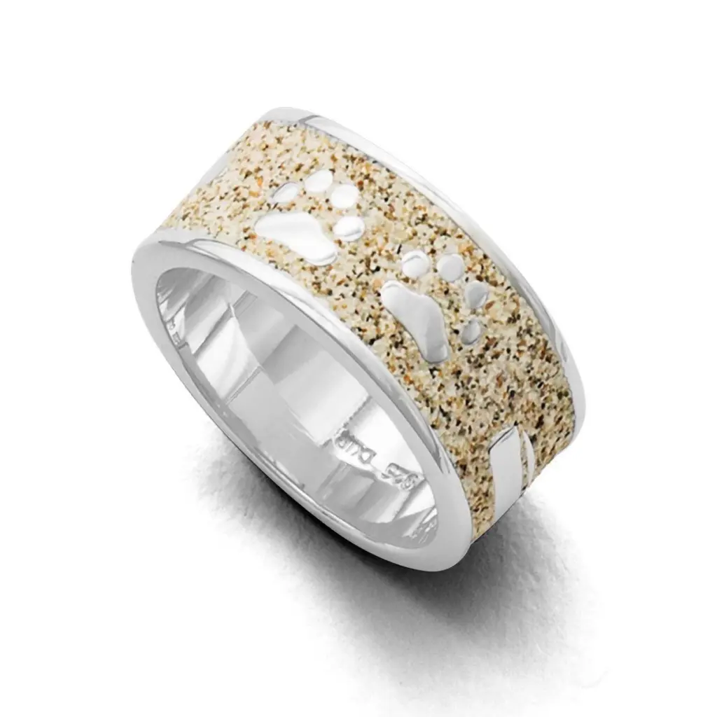 DUR Schmuck Ring LUCKY DOG Strandsand, Silber 925/- rhodiniert, 9mm (R4664)