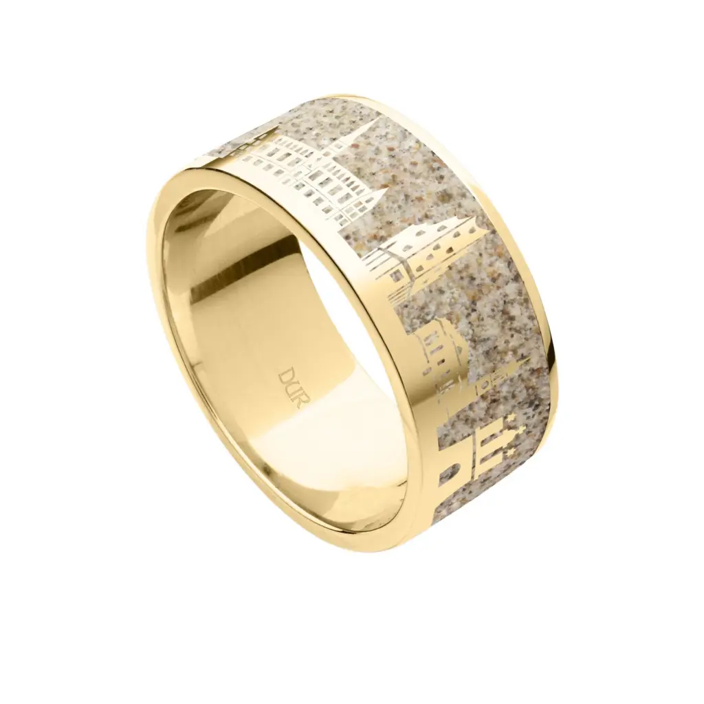 DUR Schmuck Unisex Ring HAMBURG II Strandsand, Silber 925/- vergoldet ( R5861)