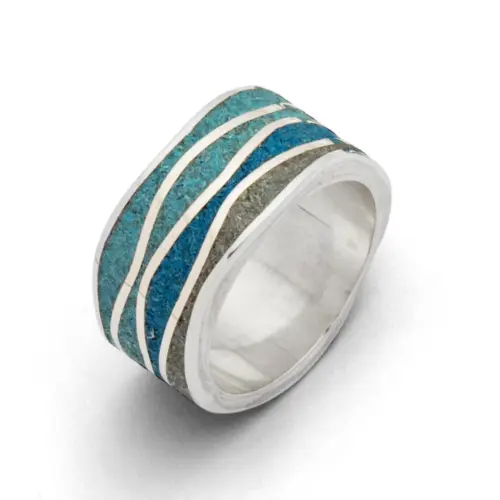 DUR Schmuck Ring mit Steinsand, Silber 925/- rhodiniert (R5106) Gr.52