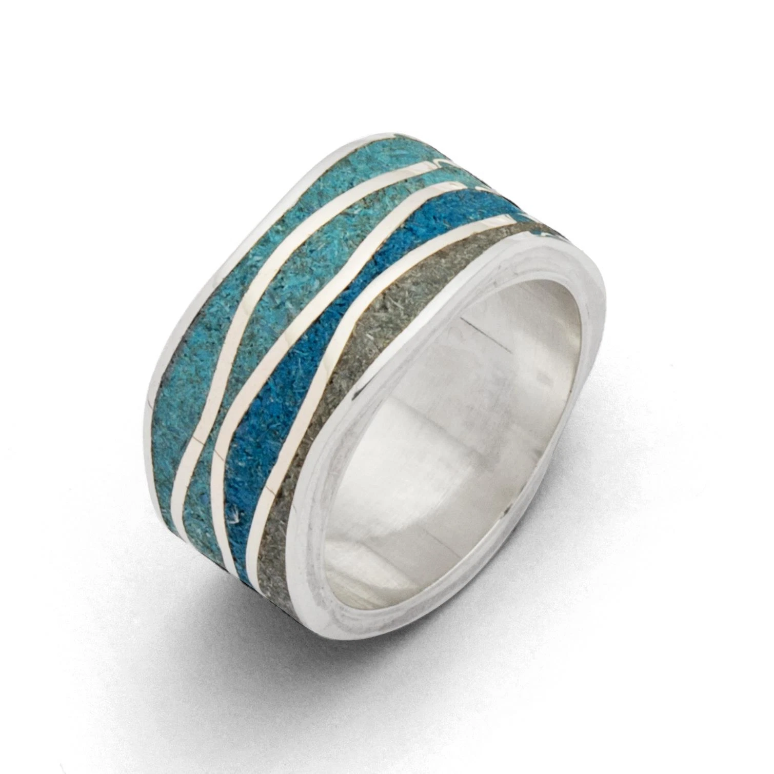 DUR Schmuck Ring mit Steinsand, Silber 925/- rhodiniert (R5106) Gr.52 – Bild 1