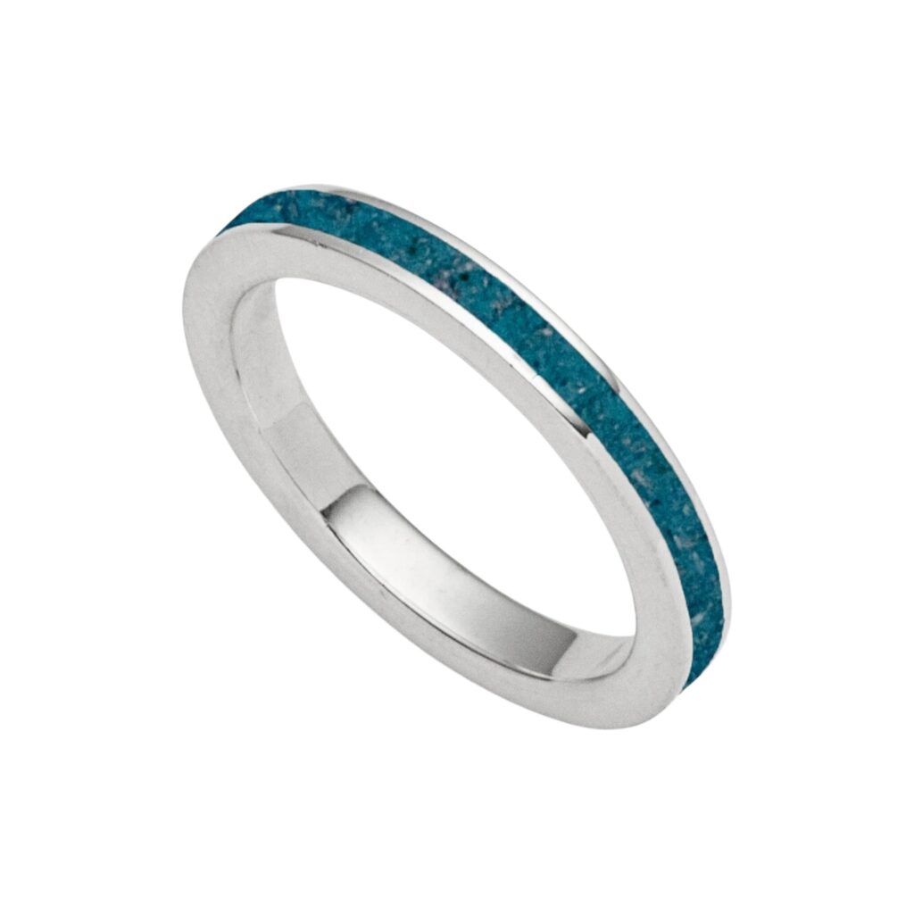 DUR Schmuck Ring STEINSAND blau, Silber 925/- rhodiniert (R5126)