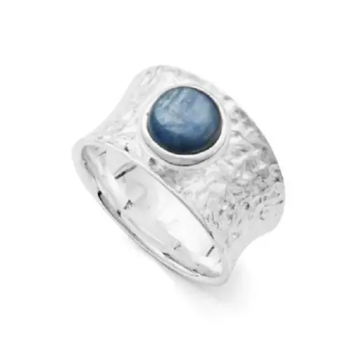 DUR Schmuck Ring WASSERBLAU mit Kyanit, Silber 925/- rhodiniert (R4719)