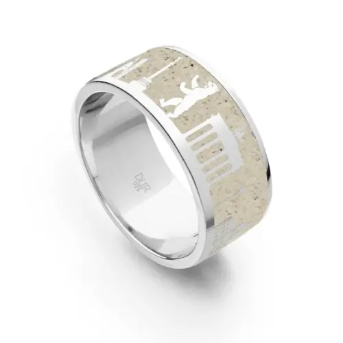 DUR Schmuck Unisex Ring BERLINER MAUER Steinsand, Silber 925/- rhod. (R5425)