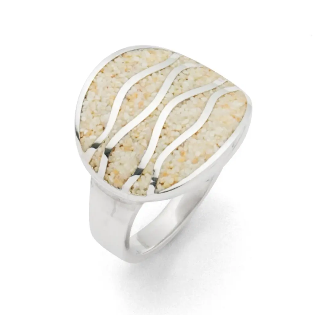 DUR Schmuck Ring mit Strandsand, Silber 925/- rhodiniert (R5101) Gr.60