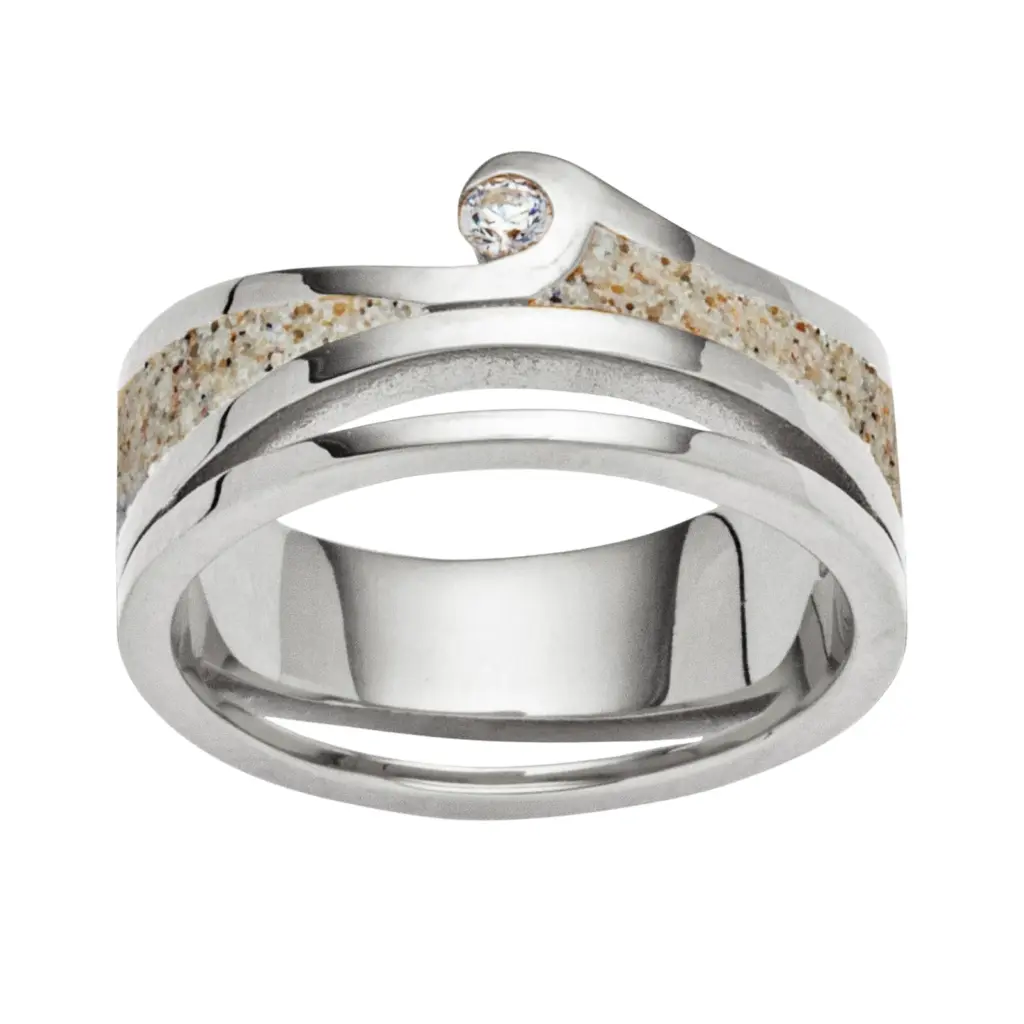 DUR Schmuck Ring MAUI Strandsand & Zirkonia Silber 925/- rhodiniert, 10mm R6118