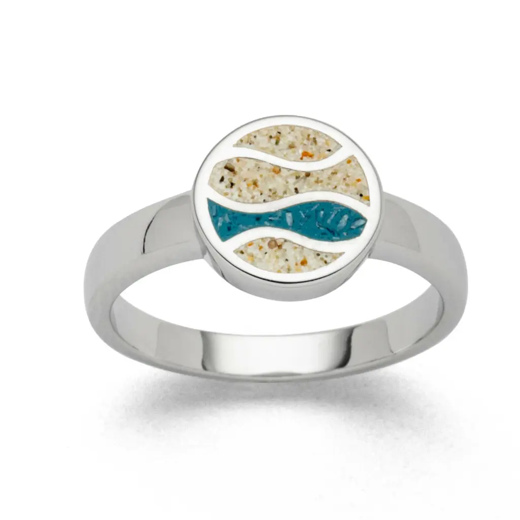 DUR Schmuck Ring mit Strandsand & Steinsand, Silber 925/-rhodiniert (R5670)