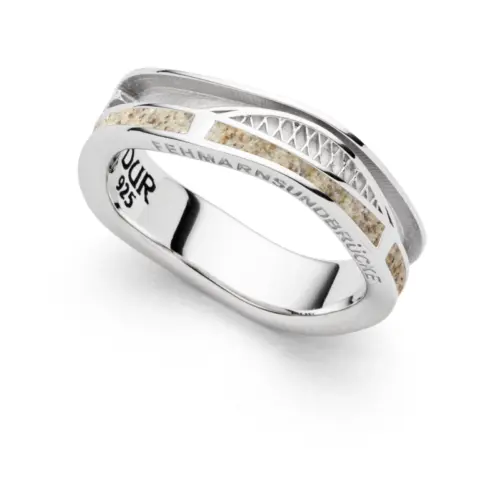 DUR Schmuck Ring FEHMARN SUNDBRÜCKE Strandsand Silber 925/- rhod. (R5835)