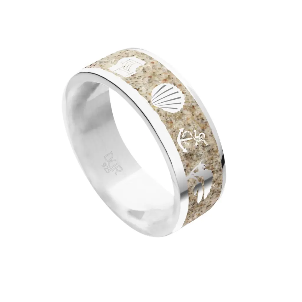 DUR Schmuck Unisex Ring OSTSEE Strandsand, Silber 925/- ( R5229)