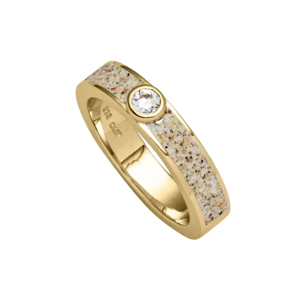 DUR Schmuck Ring VENUS Strandsand, Zirkonia, Silber 925/- vergoldet (R5845)