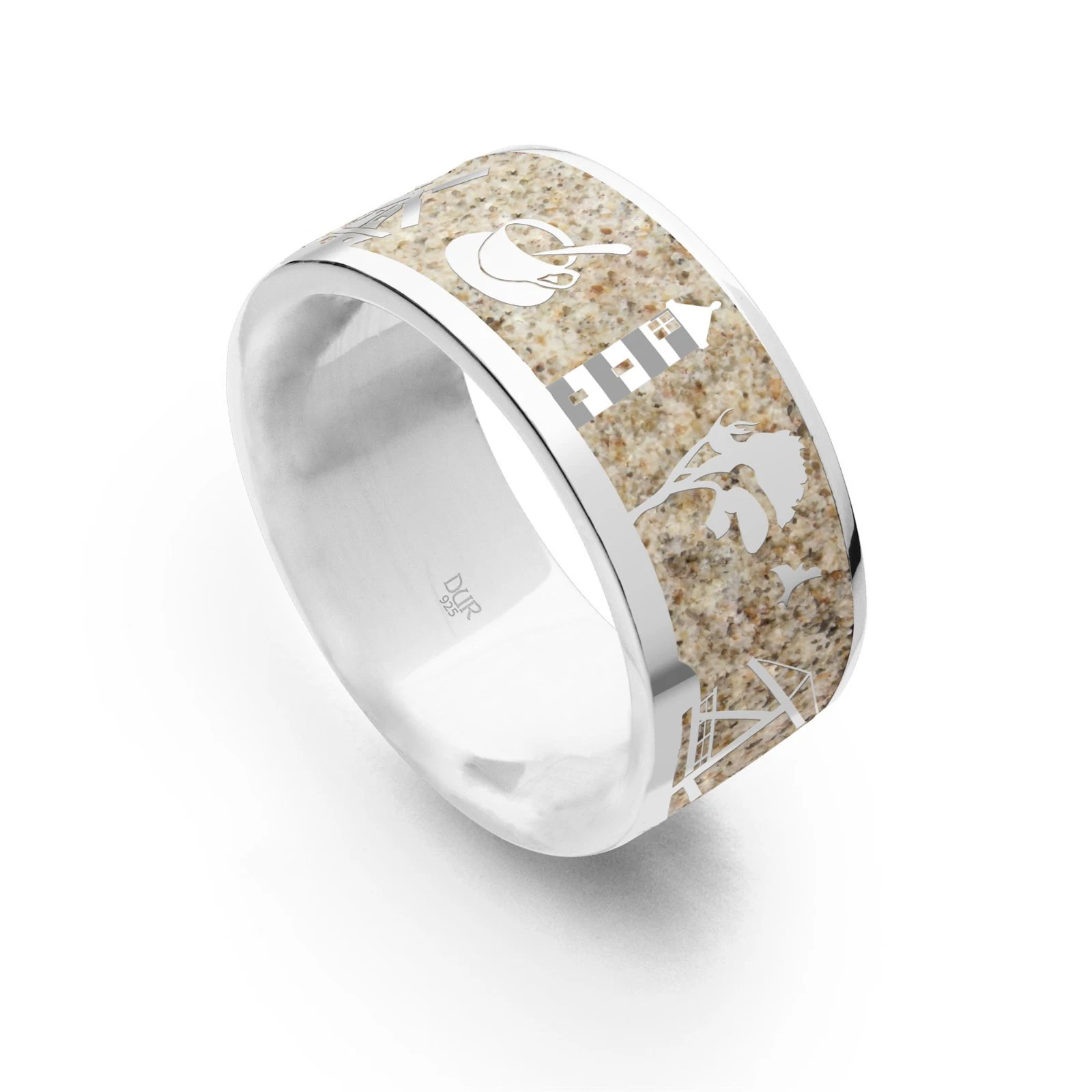 DUR Schmuck Unisex Ring OSTFRIESLAND Strandsand, Silber 925/- (R4984) Gr.62 – Bild 1