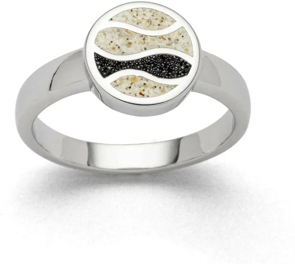DUR Schmuck Ring mit Strandsand & Lavasand, Silber 925/-rhod. (R5671)
