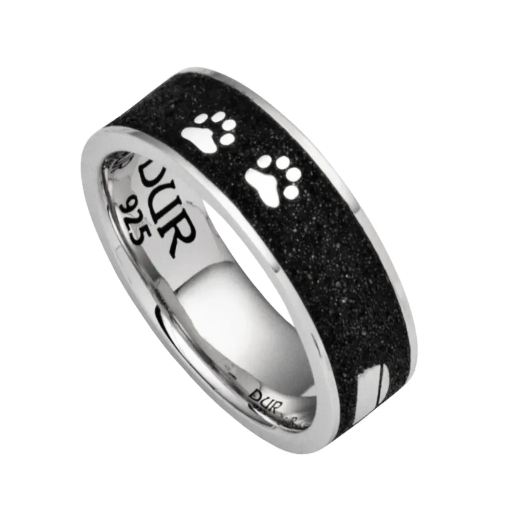 DUR Schmuck Ring LUCKY DOG 2.0 Lavasand Silber 925/- rhodiniert (R5595)