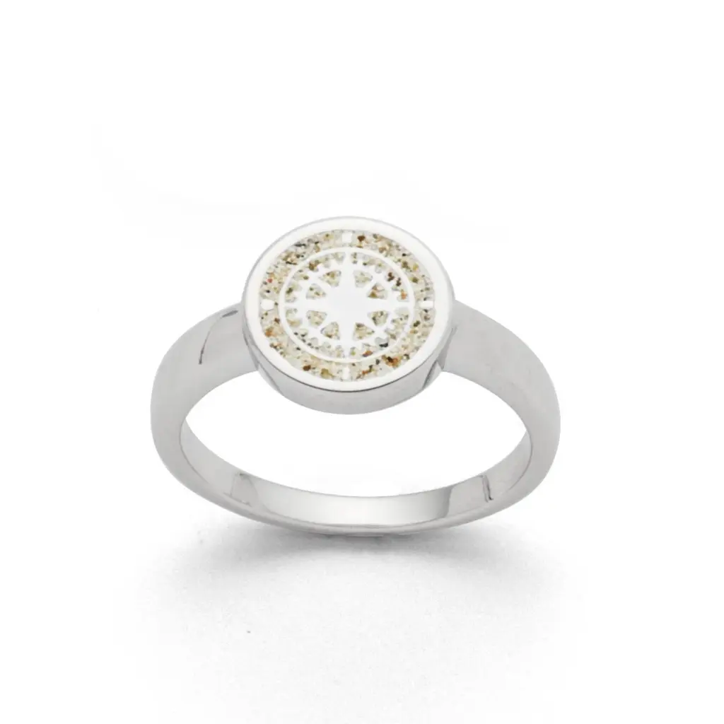 DUR Schmuck Ring KOMPASS Strandsand, Silber 925/- rhodiniert (R5157)
