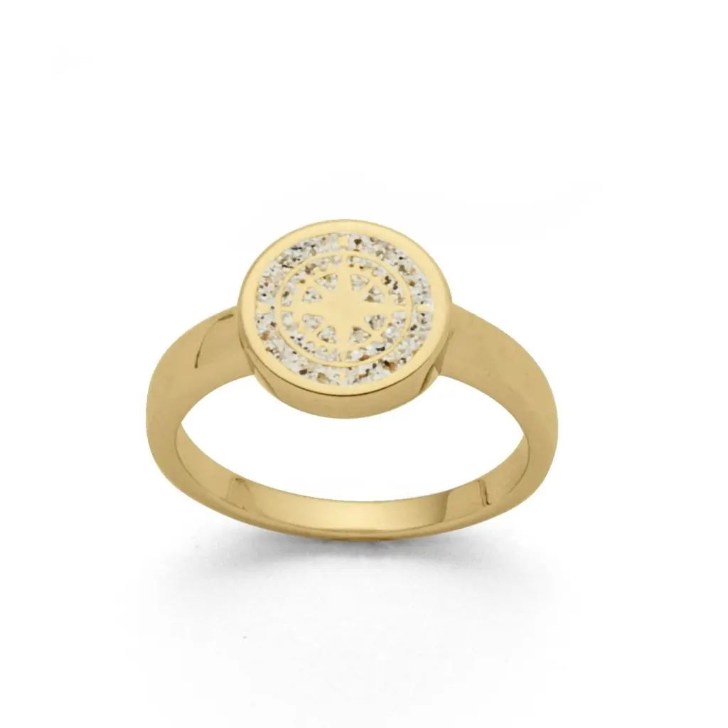 DUR Schmuck Ring KOMPASS Strandsand, Silber 925/- vergoldet (R5286)