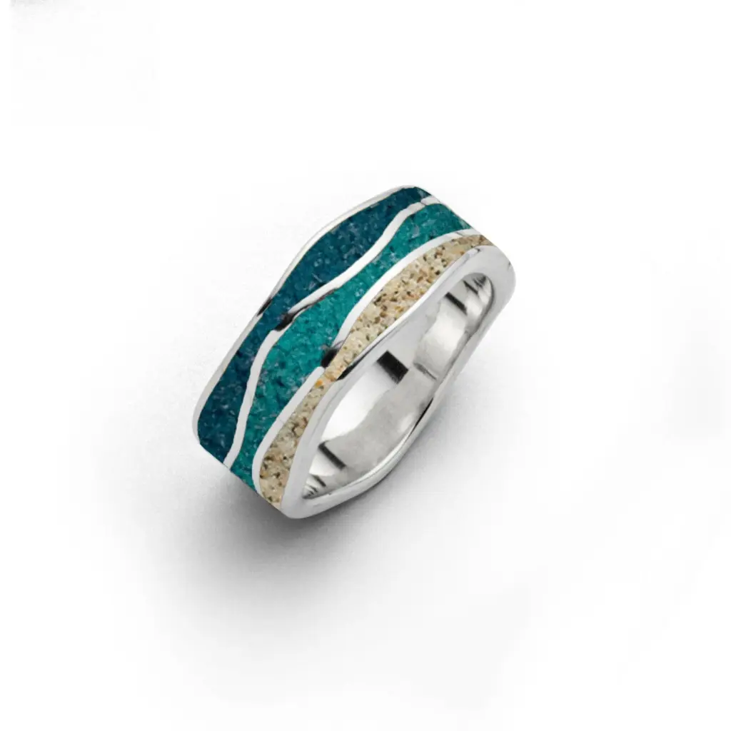 DUR Schmuck Ring mit Strand,-Steinsand, Silber 925/- rhodiniert (R5588)