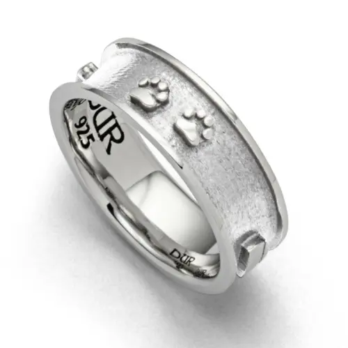 DUR Schmuck Ring LUCKY DOG sandlos, Silber 925/- rhodiniert, 9mm (R5458)