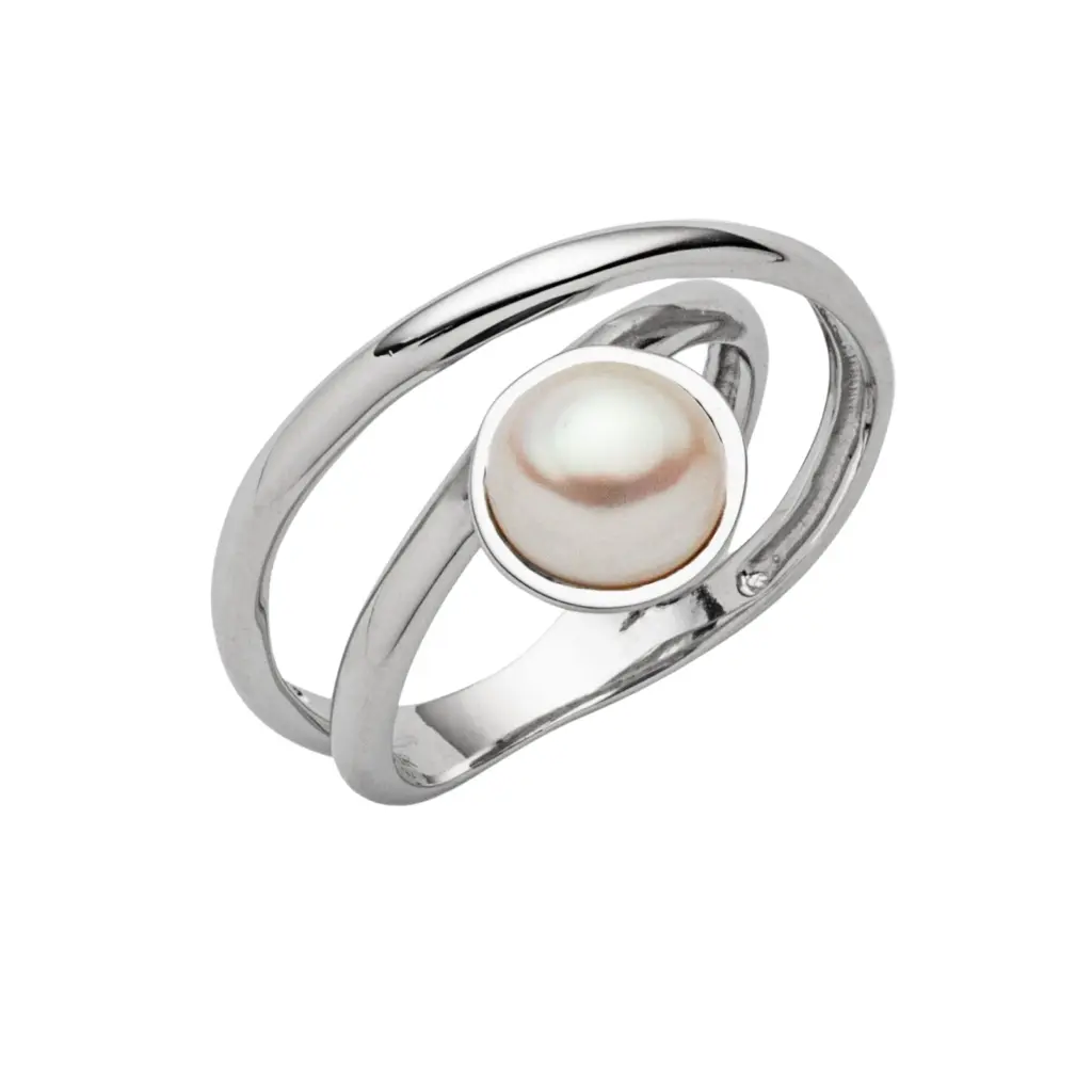 DUR Schmuck Ring mit SW-Perle Silber 925/- rhodiniert (R5878)