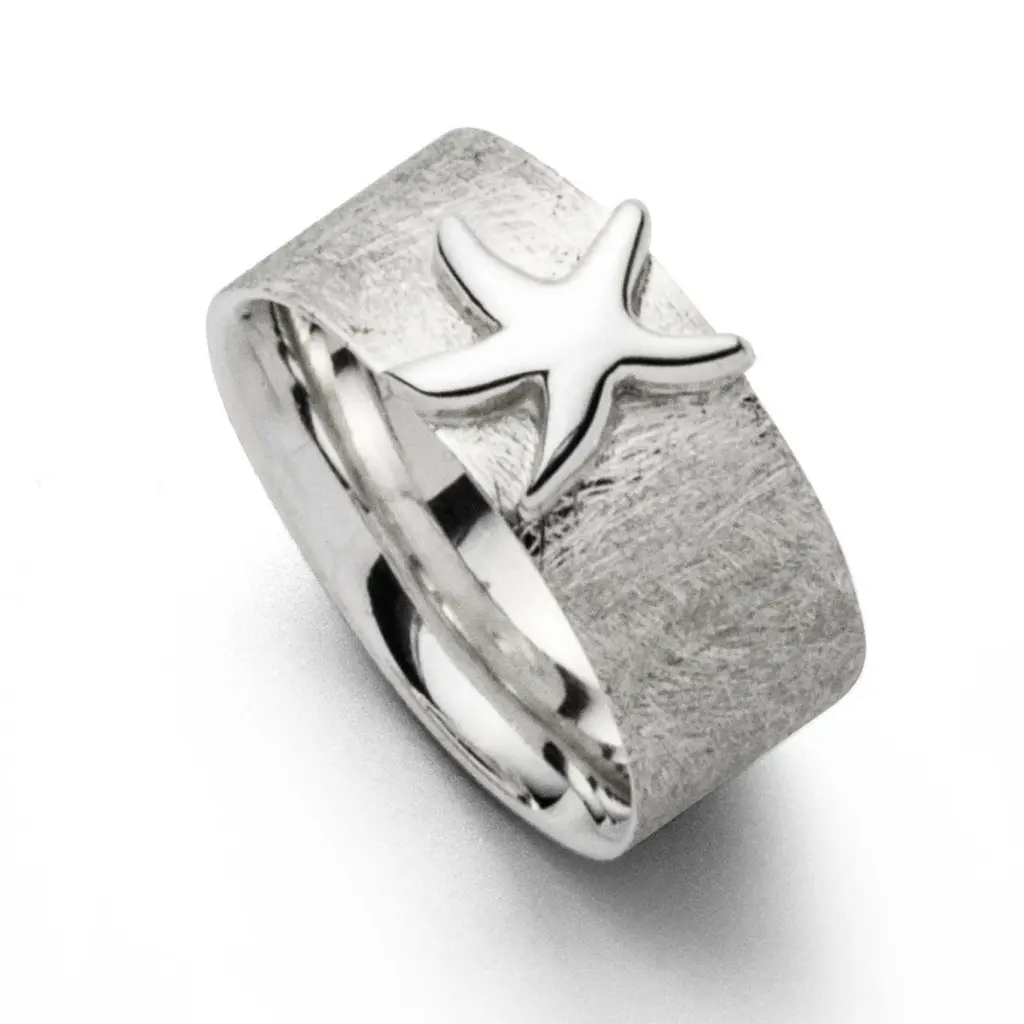 DUR Schmuck Ring SEESTERN Silber 925/- rhodiniert (R5401)