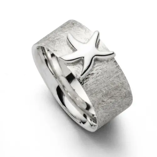 DUR Schmuck Ring SEESTERN Silber 925/- rhodiniert (R5401)