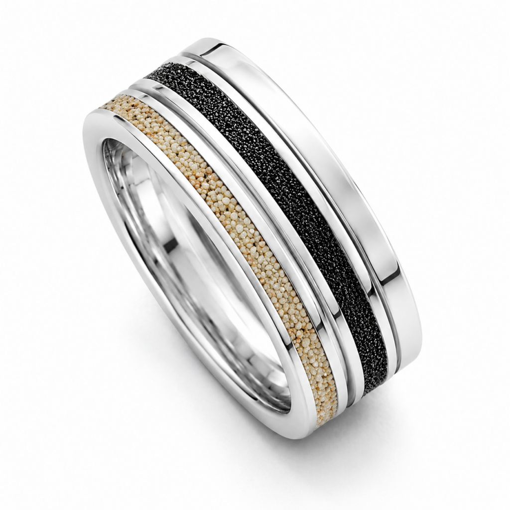 DUR Schmuck Ring Marina Strandsand, Lavasand Silber 925/-(R4707) Gr. 56