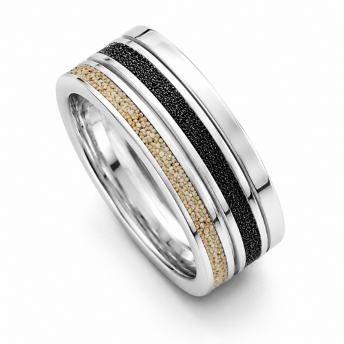 DUR Schmuck Ring Marina Strandsand, Lavasand Silber 925/-(R4707) Gr. 56