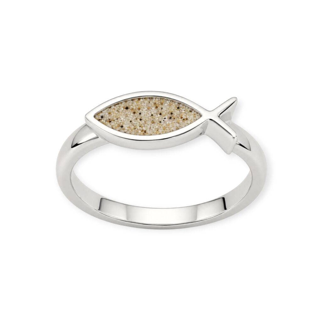 DUR Schmuck Ring FISCH Strandsand Silber 925/- rhodiniert (R5612)