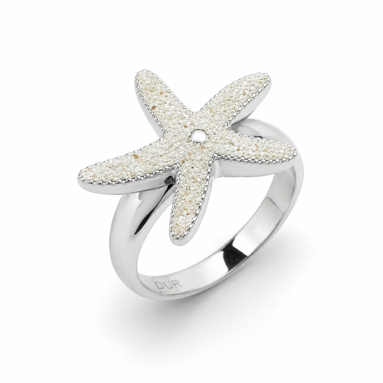 DUR Schmuck Ring Seestern, Strandsand, Silber 925/- rhodiniert (R4595)