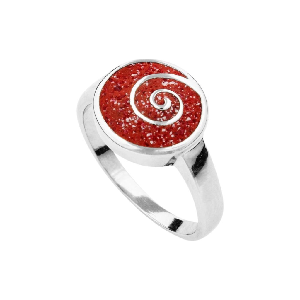 DUR Schmuck Ring SPIRALE Koralle, Silber 925/- rhodiniert (R4736)