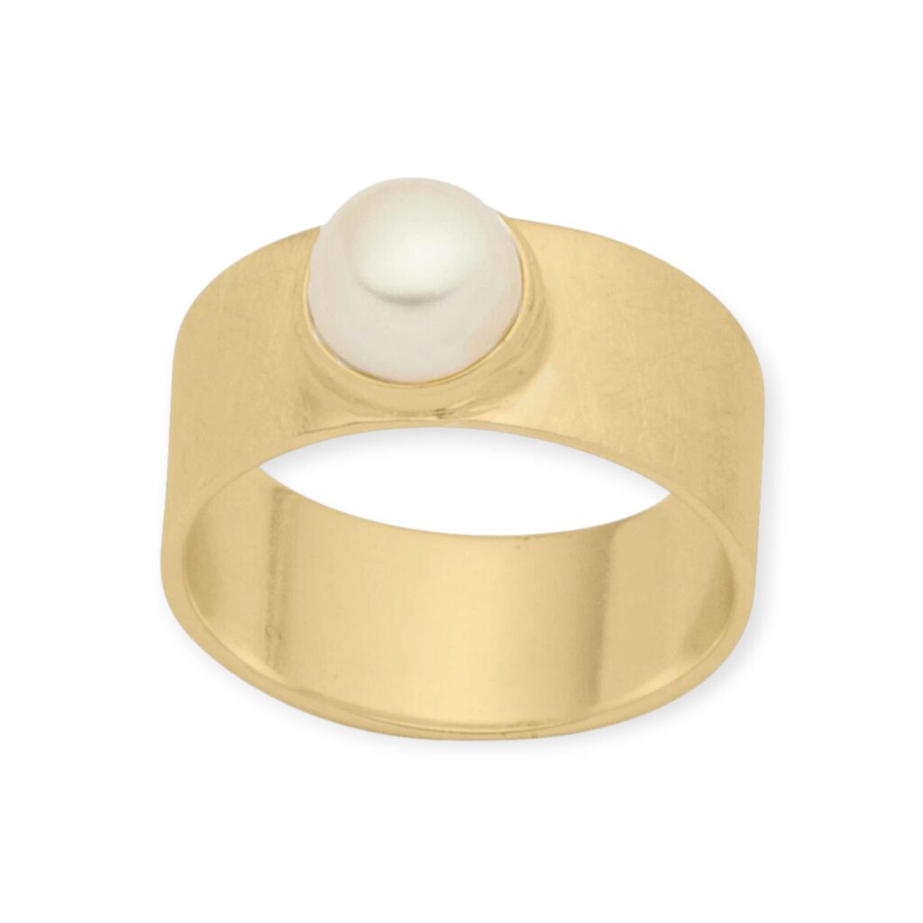 DUR Schmuck Ring BETTY Perle, Silber 925/- vergoldet (R5415)
