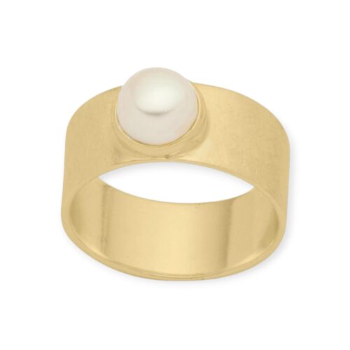 DUR Schmuck Ring BETTY Perle, Silber 925/- vergoldet (R5415)