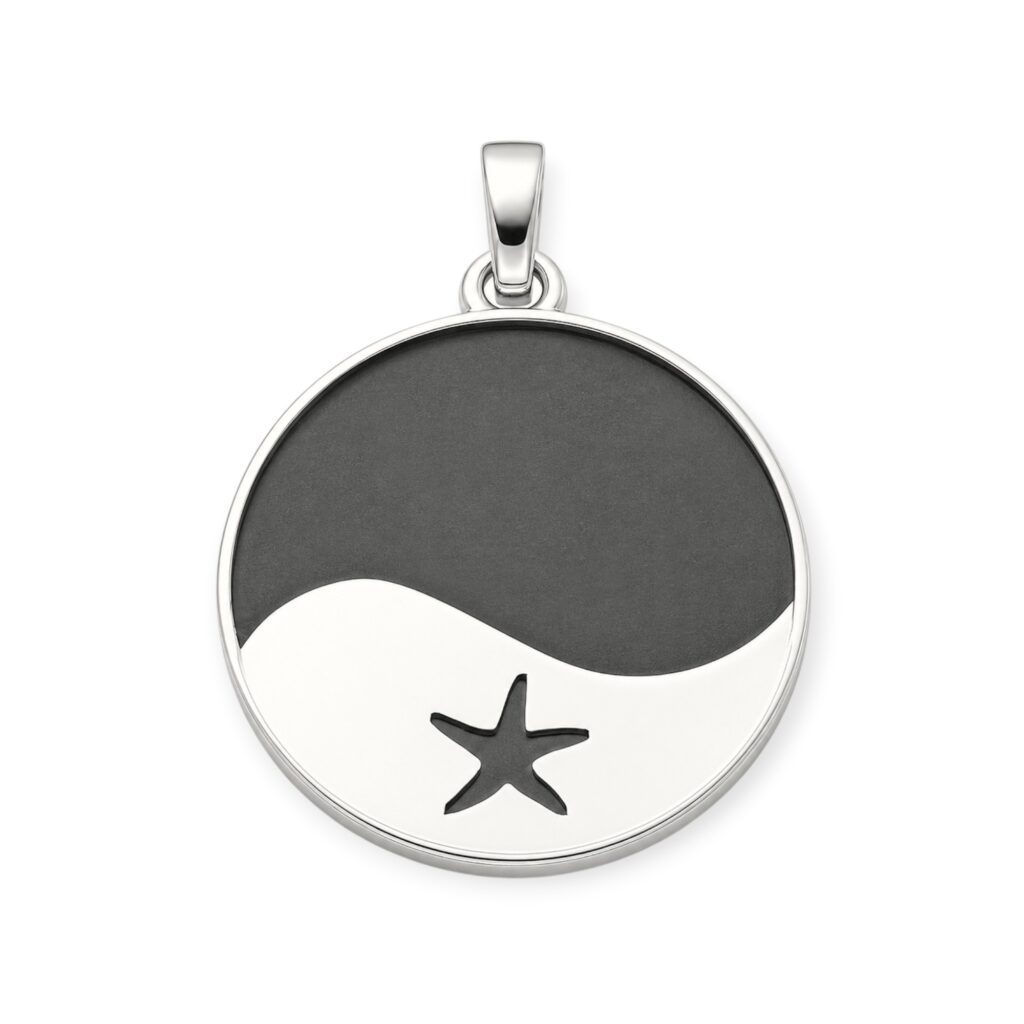 DUR Schmuck Anhänger WELLE / SEESTERN sandlos Silber 925/- rhodinert (P3661)