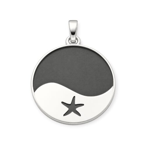 DUR Schmuck Anhänger WELLE / SEESTERN sandlos Silber 925/- rhodinert (P3661)