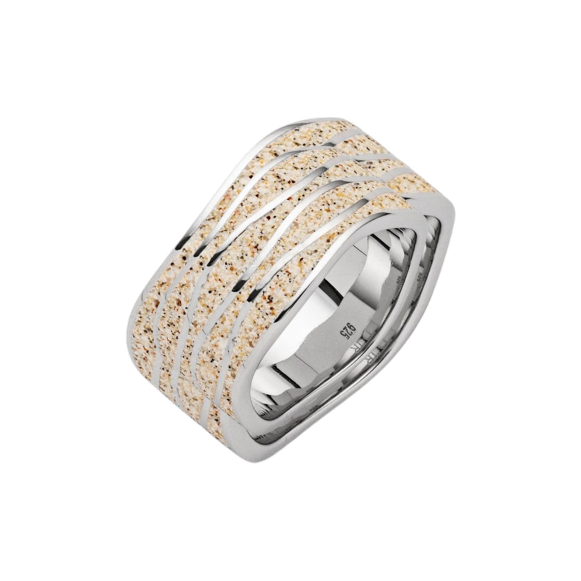 DUR Schmuck Ring STRANDWELLEN Strandsand, Silber 925/- rhodiniert (R4801)