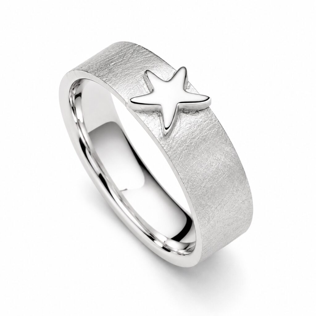 DUR Schmuck Ring SEESTERN,Silber 925/- matt, anlaufgeschützt (R5468)
