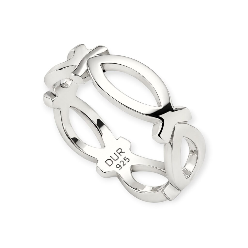 DUR Schmuck Ring FISCH 925/- Sterlingsilber rhodiniert (R5546)