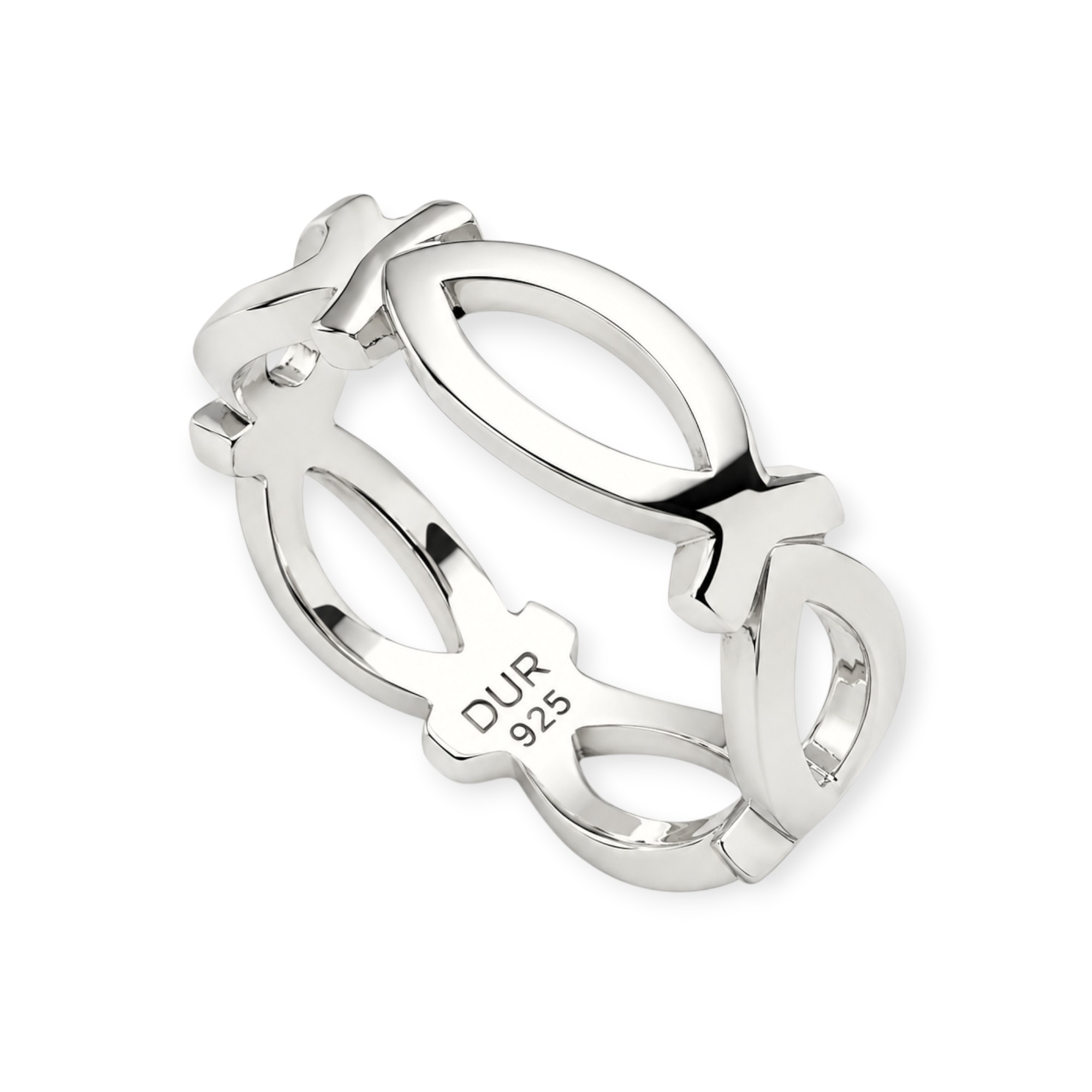 DUR Schmuck Ring FISCH 925/- Sterlingsilber rhodiniert (R5546)
