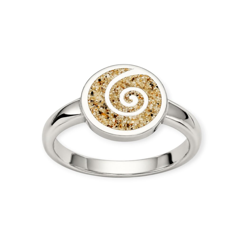 DUR Schmuck Ring SANDSPIRALE 2.0 Strandsand, Silber 925/- rhodiniert (R5566)
