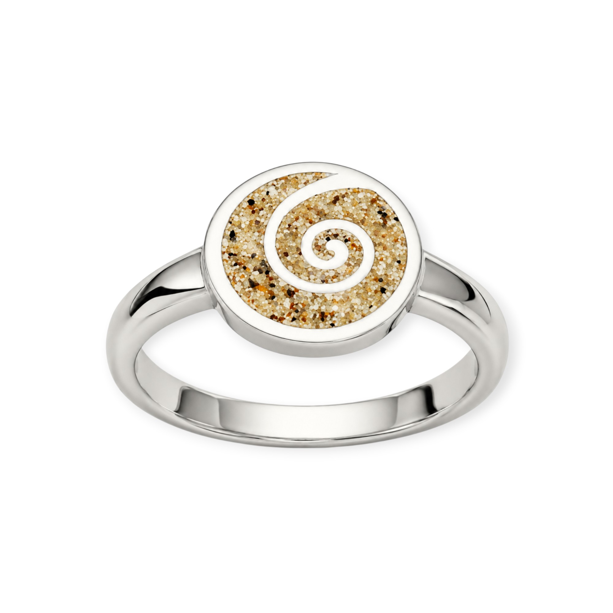 DUR Schmuck Ring SANDSPIRALE 2.0 Strandsand, Silber 925/- rhodiniert (R5566)