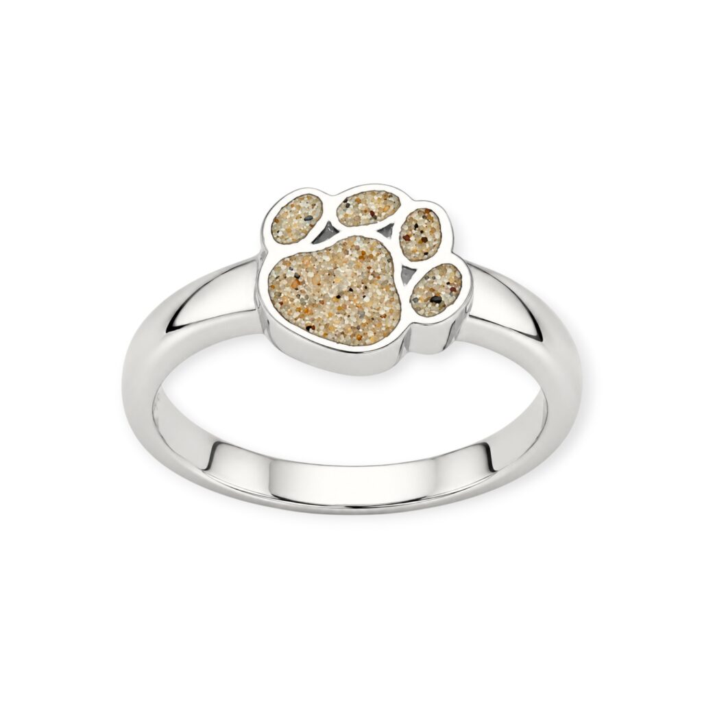 DUR Schmuck Ring PFOTE Strandsand, Silber 925/- rhodiniert (R5609) Hundepfote