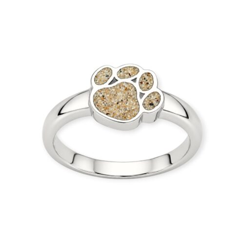 DUR Schmuck Ring PFOTE Strandsand, Silber 925/- rhodiniert (R5609) Hundepfote
