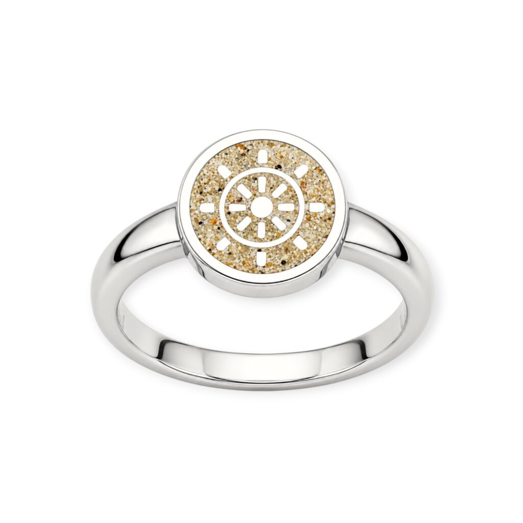 DUR Schmuck Ring STEUERRAD Strandsand, 925/- Silber rhodiniert (R5617)
