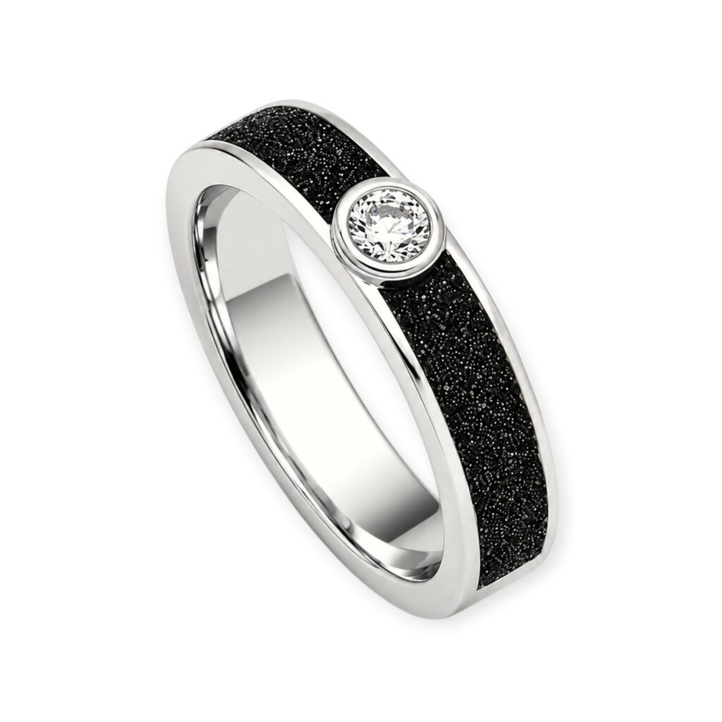 DUR Schmuck Ring VENUS Lavasand, Zirkonia, Silber 925/- rhodiniert (R5618)
