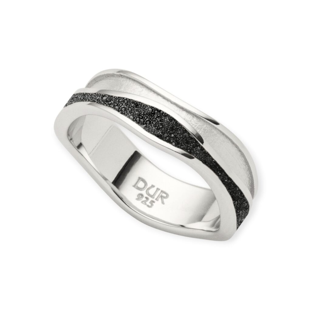 DUR Schmuck Ring STRANDWELLEN Lavasand, Silber 925/- rhodiniert (R5734)