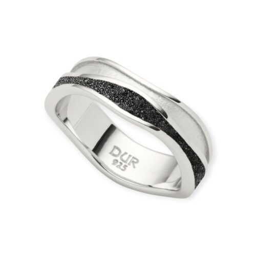 DUR Schmuck Ring STRANDWELLEN Lavasand, Silber 925/- rhodiniert (R5734)