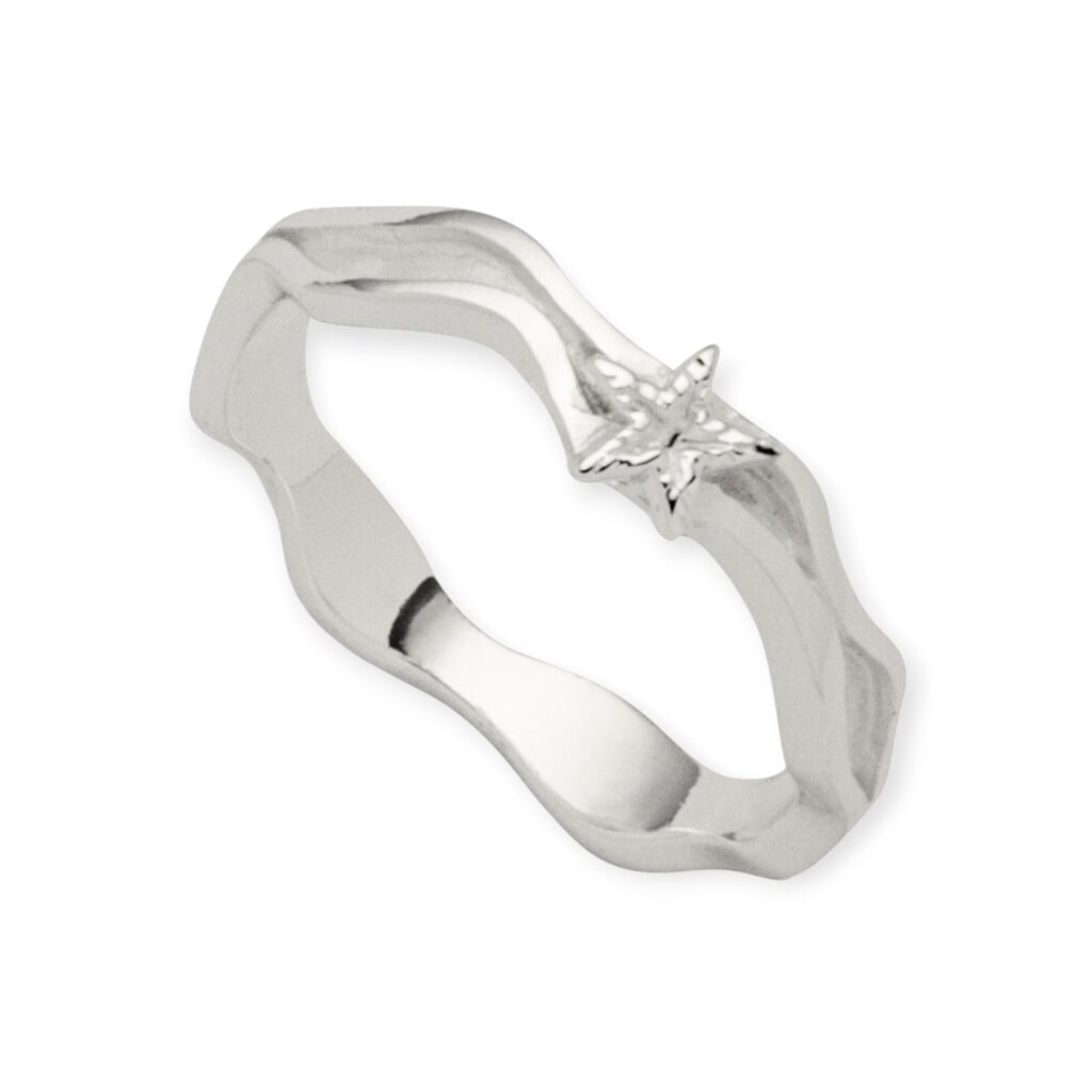 DUR Schmuck Ring STRANDWELLEN SEESTERN Silber 925/- anlaufgesch. (R5760)