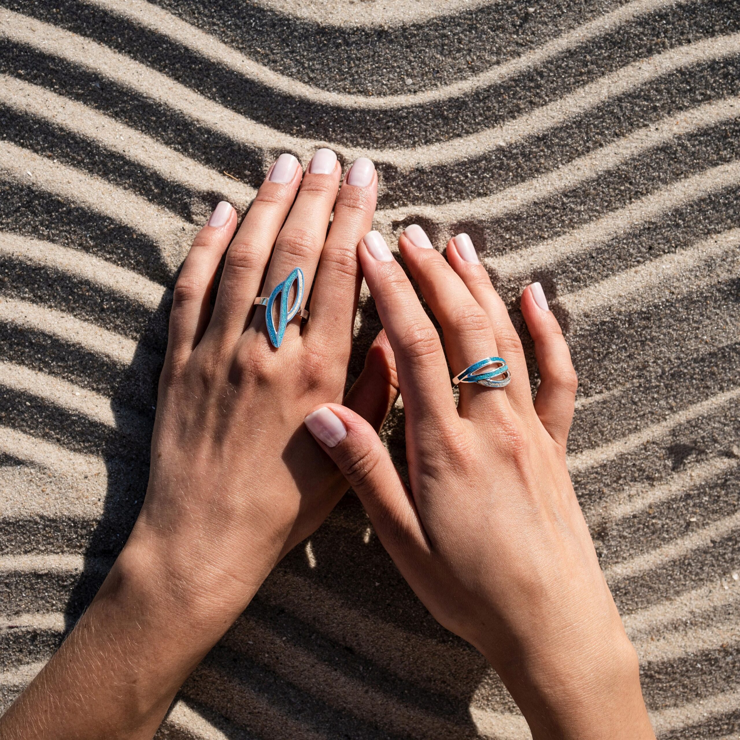 DUR Ring OCEAN STREAM Strandsand/blauer Steinsand, Silber 925/- rhodiniert R5855 Gr. 54 – Bild 2