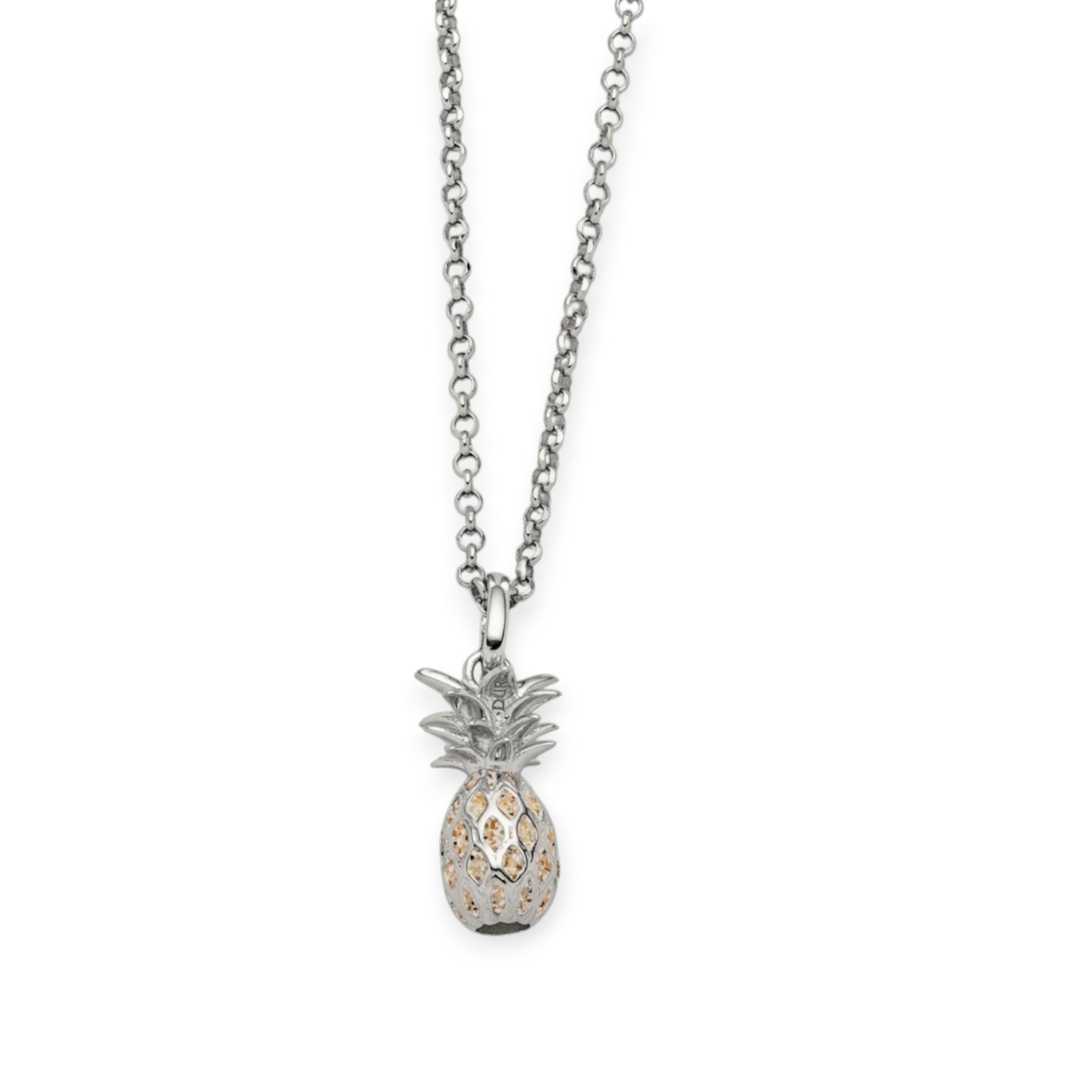 DUR Schmuck Kette Ananas Strandsand, Silber 925/- rhodiniert 42cm (K2686) – Bild 1