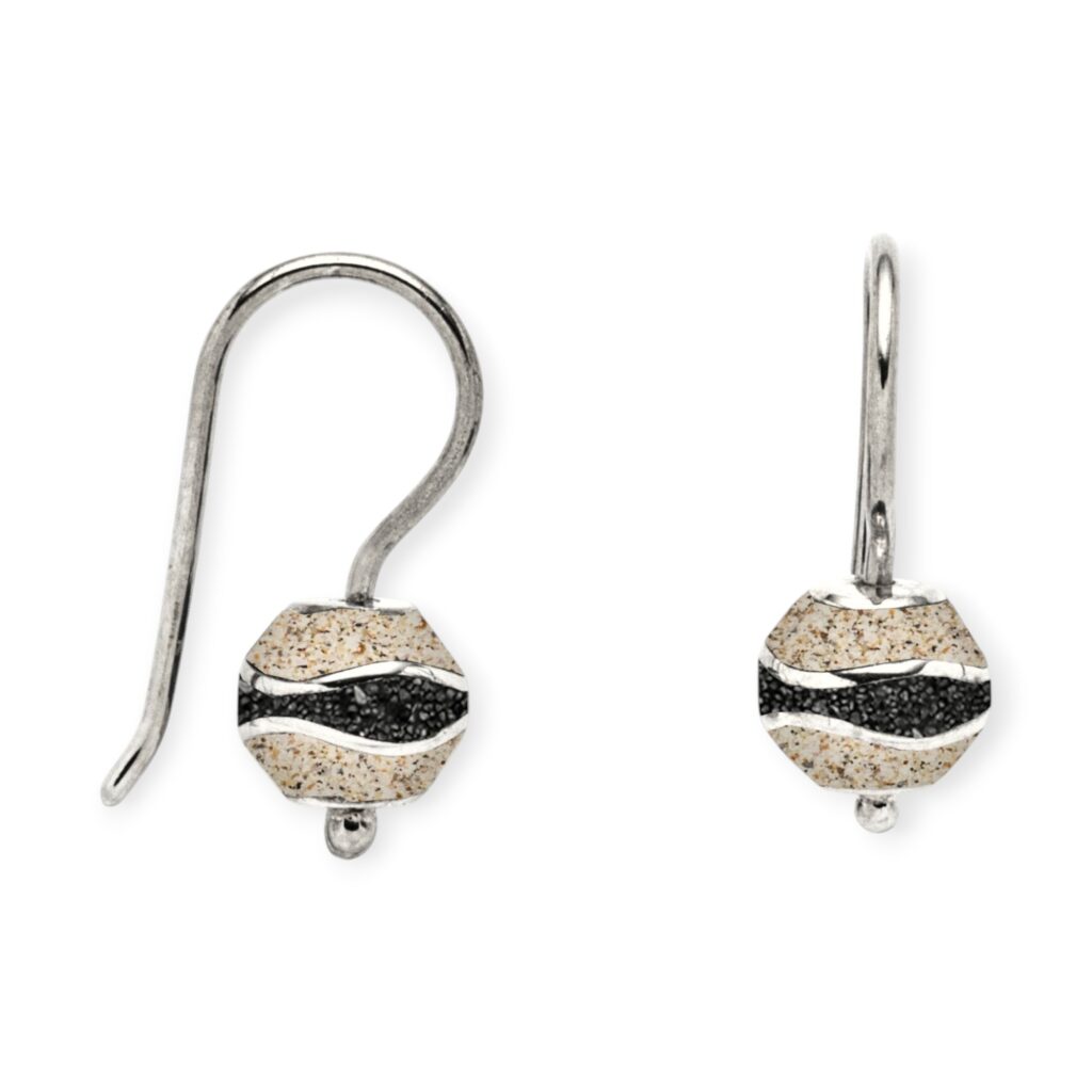 DUR Ohrring Strandwelle BEAD Strandsand und Lavasand Silber 925/- (O5796)
