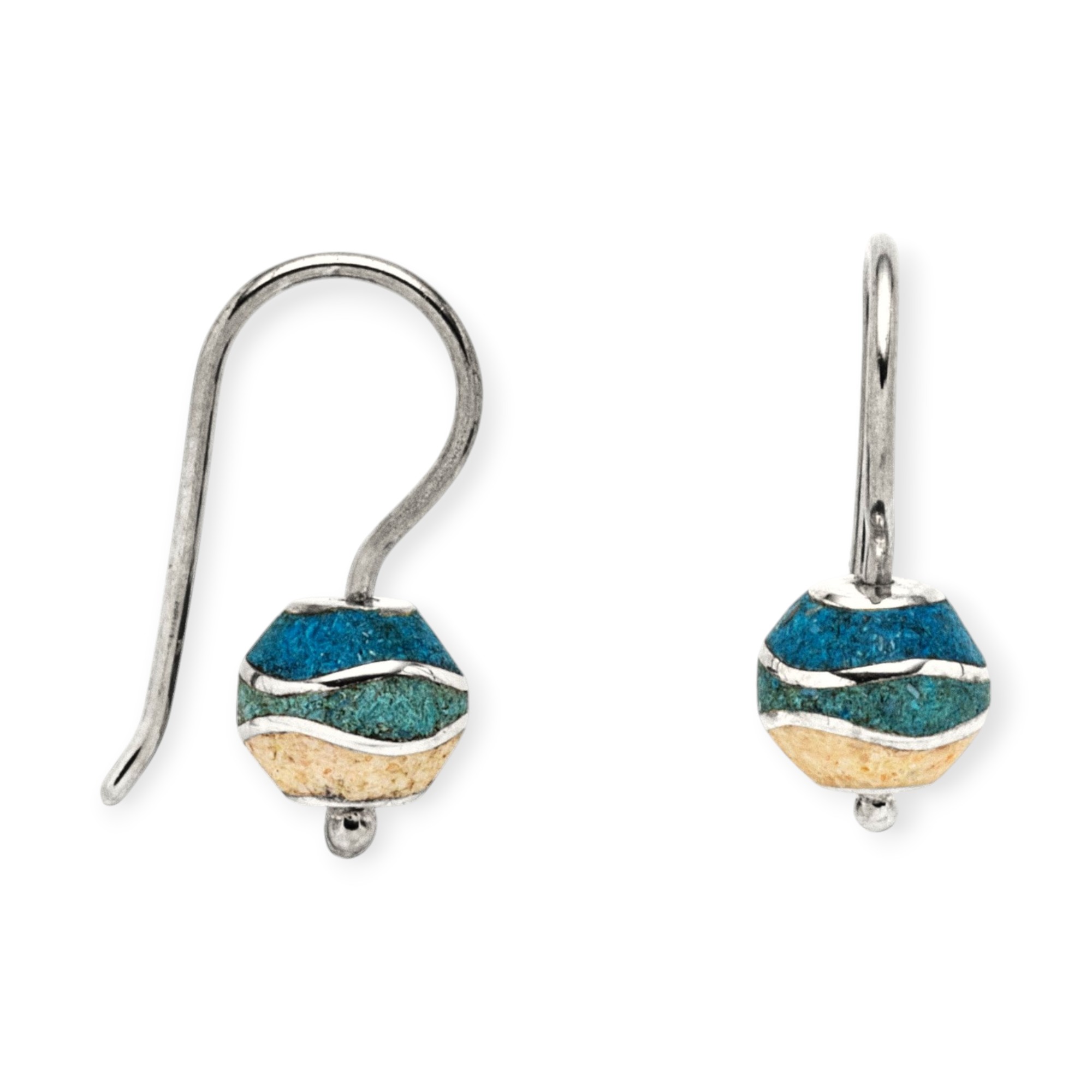 DUR Ohrring Strandwelle BEAD Strandsand blauem Steinsand Silber 925/- (O5797)